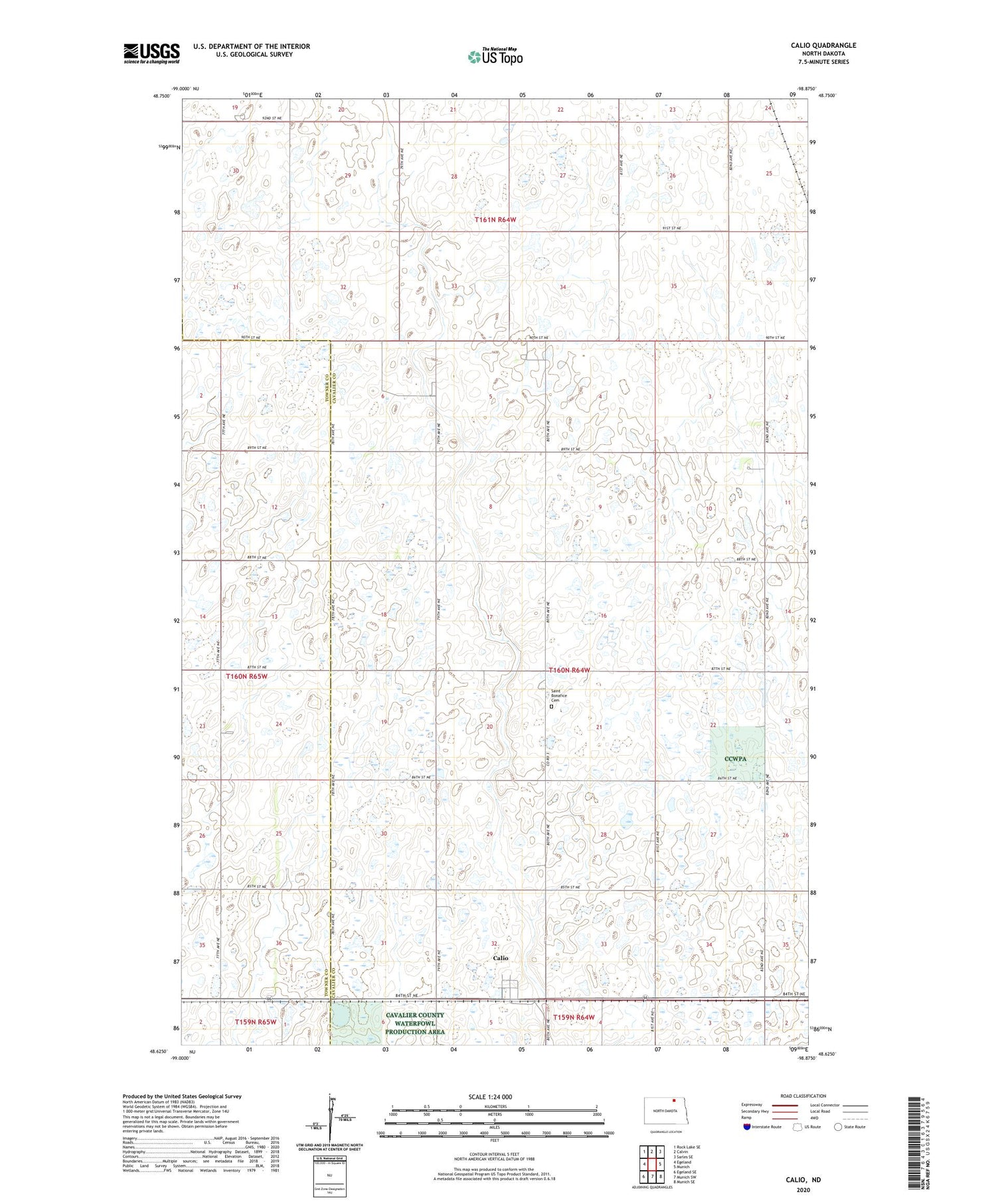 Calio North Dakota US Topo Map Image