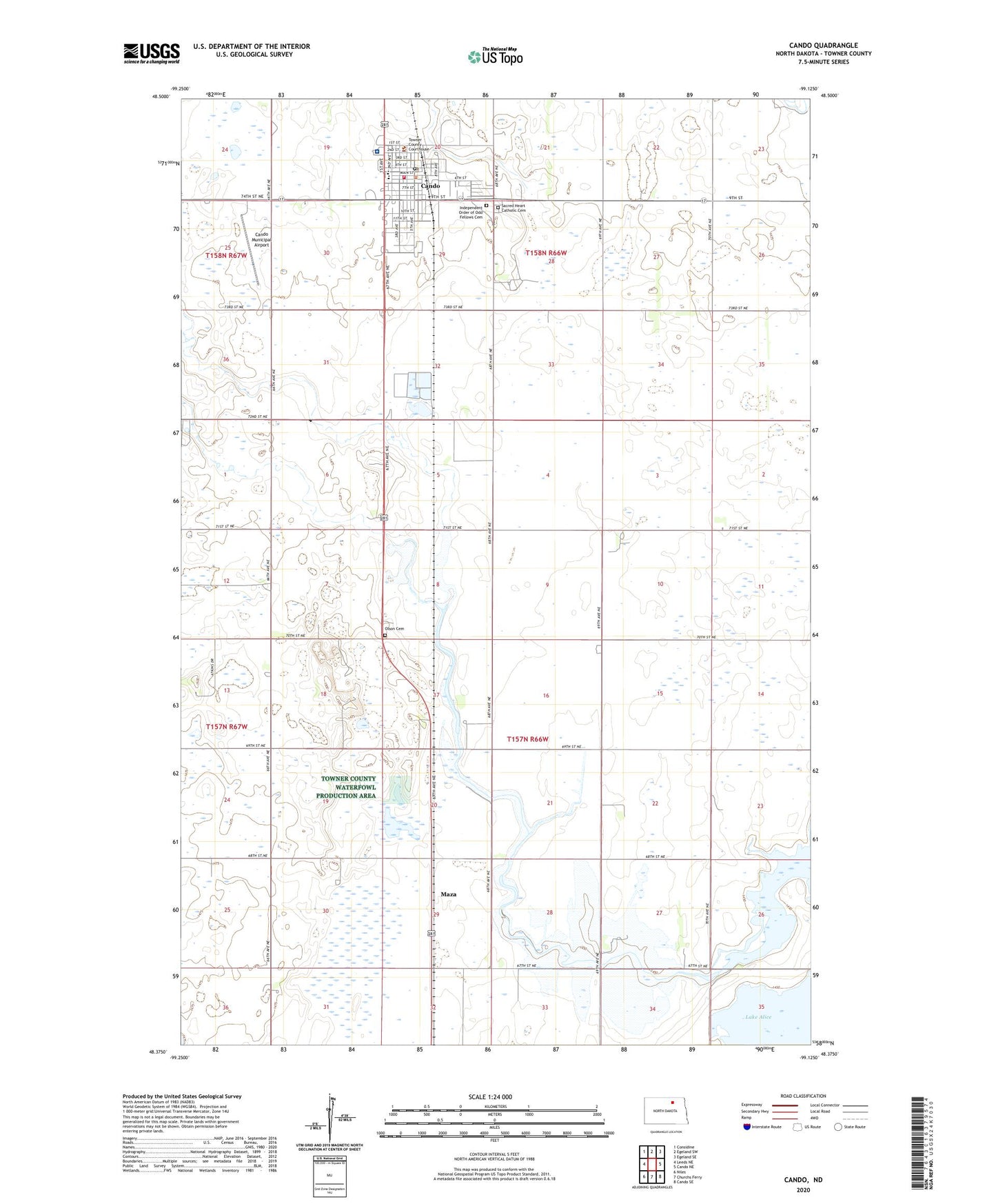 Cando North Dakota US Topo Map Image