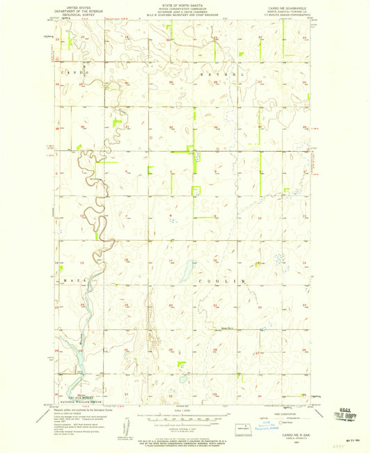 Classic USGS Cando NE North Dakota 7.5'x7.5' Topo Map Image