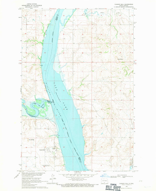 Classic USGS Cannon Ball North Dakota 7.5'x7.5' Topo Map Image