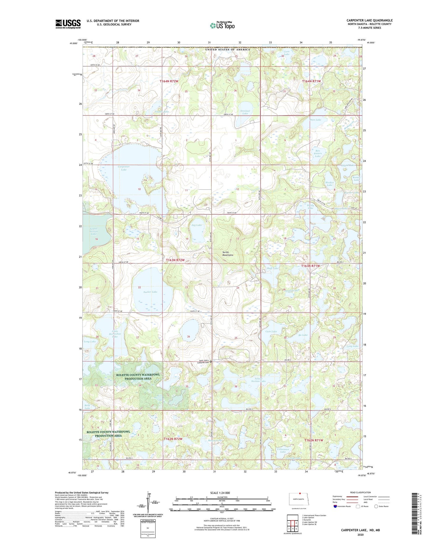 Carpenter Lake North Dakota US Topo Map Image