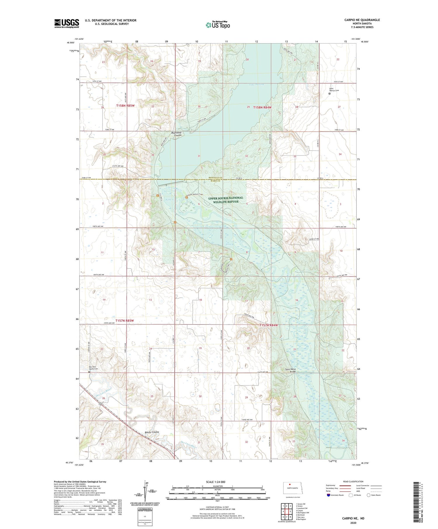 Carpio NE North Dakota US Topo Map Image