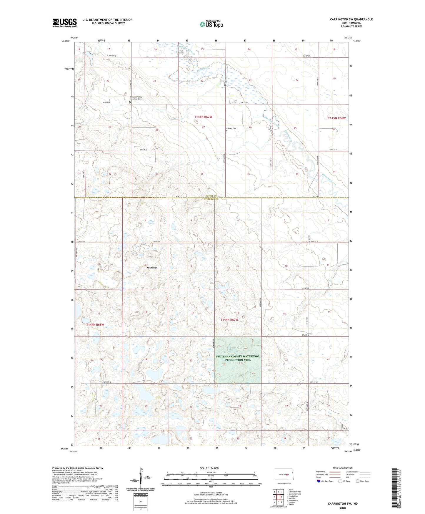 Carrington SW North Dakota US Topo Map Image