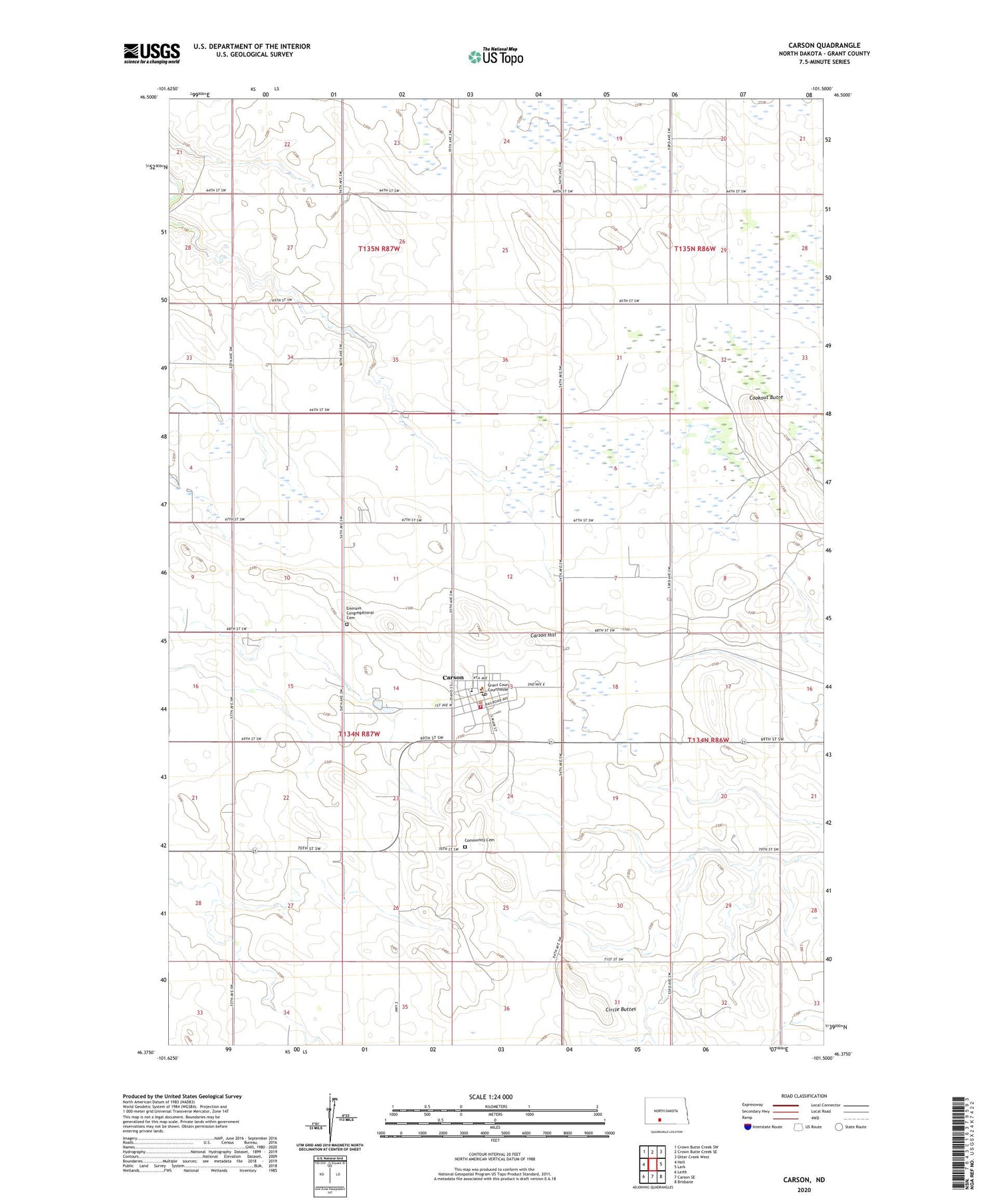 Carson North Dakota US Topo Map Image