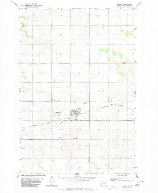 Classic USGS Carson North Dakota 7.5'x7.5' Topo Map Image