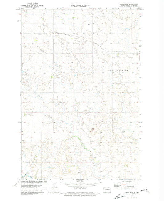 Classic USGS Carson SE North Dakota 7.5'x7.5' Topo Map Image
