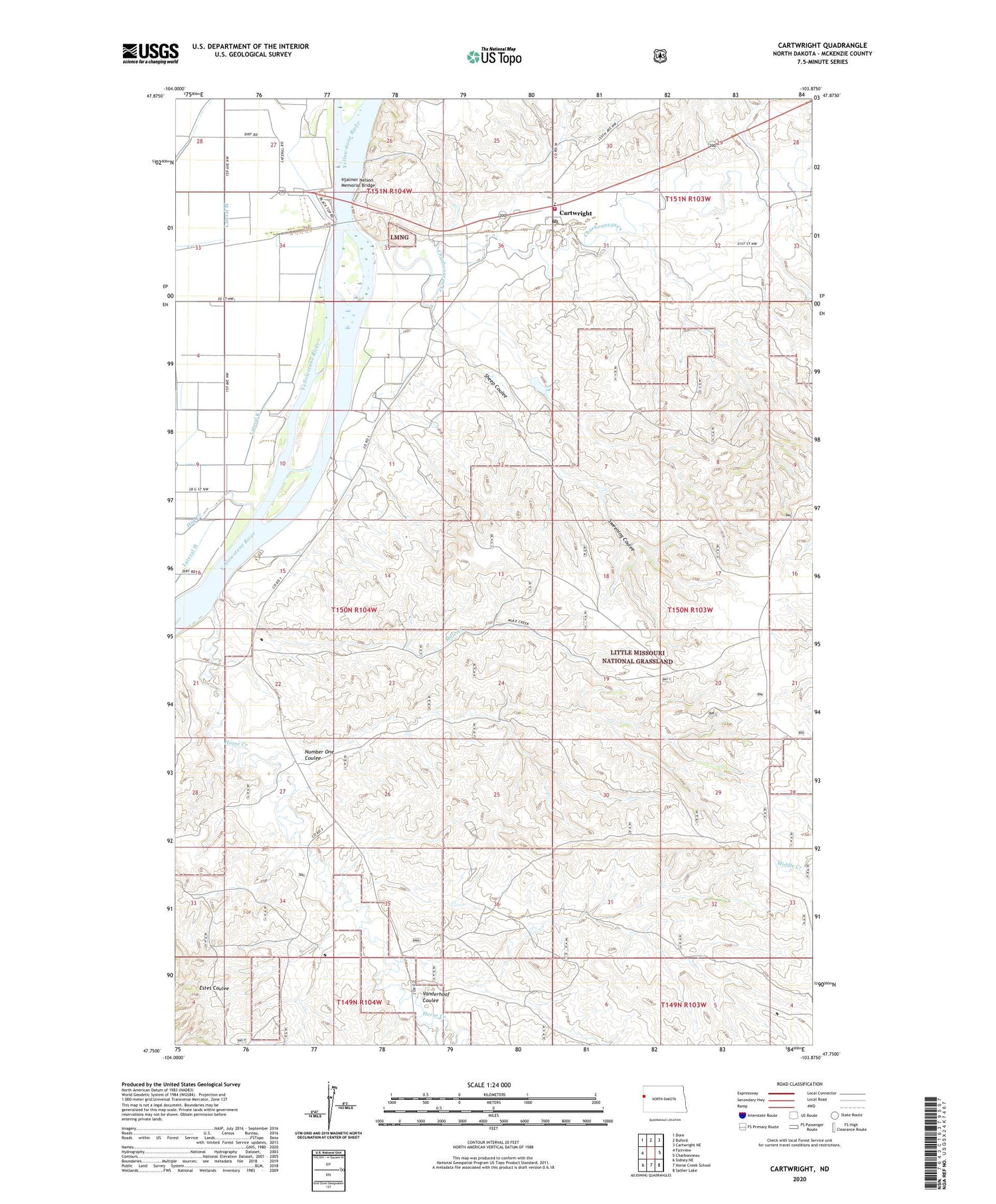 Cartwright North Dakota US Topo Map Image