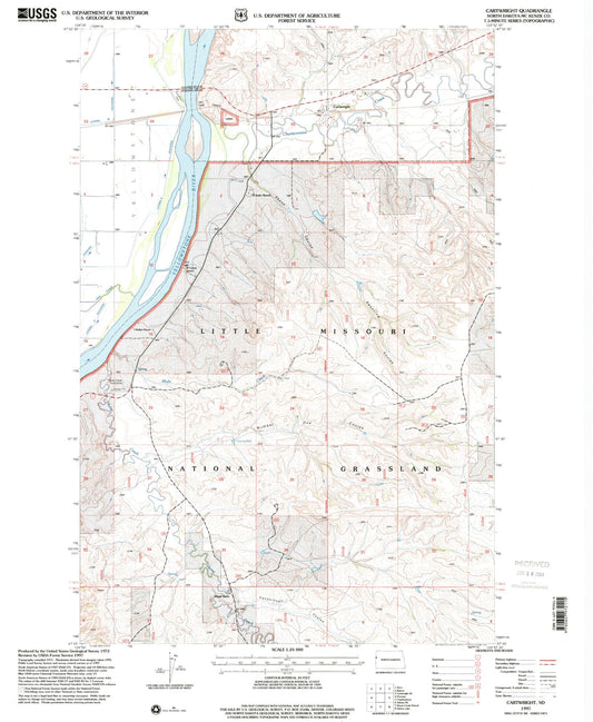 Classic USGS Cartwright North Dakota 7.5'x7.5' Topo Map Image