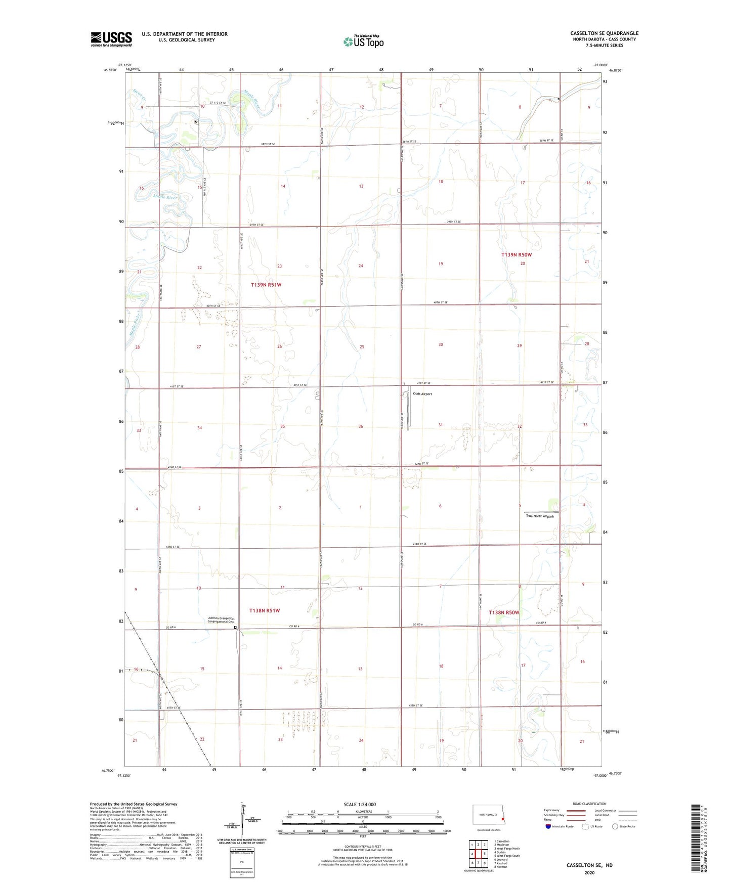 Casselton SE North Dakota US Topo Map Image