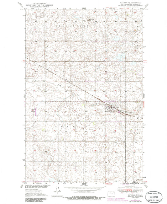 Classic USGS Cathay North Dakota 7.5'x7.5' Topo Map Image