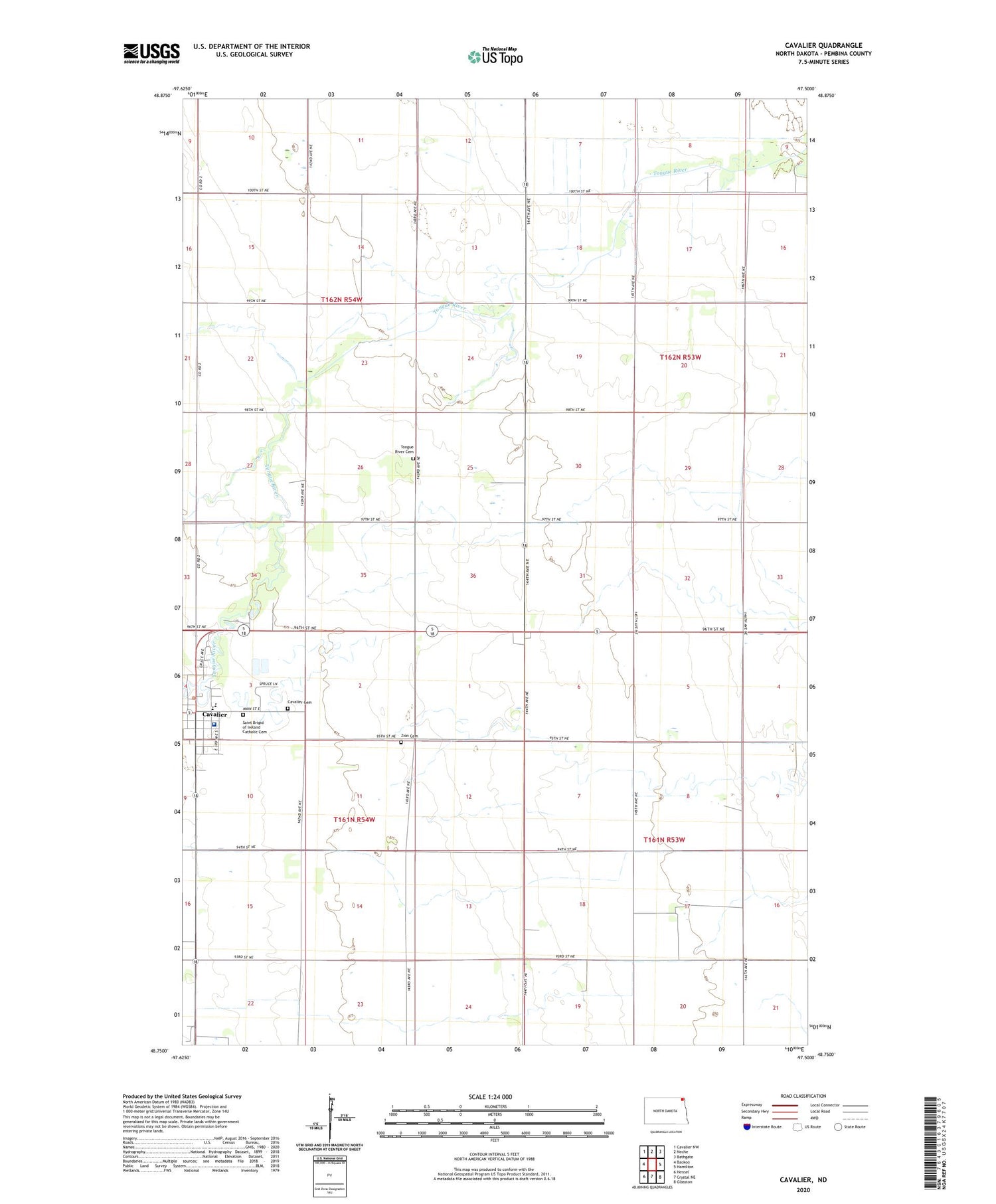 Cavalier North Dakota US Topo Map Image