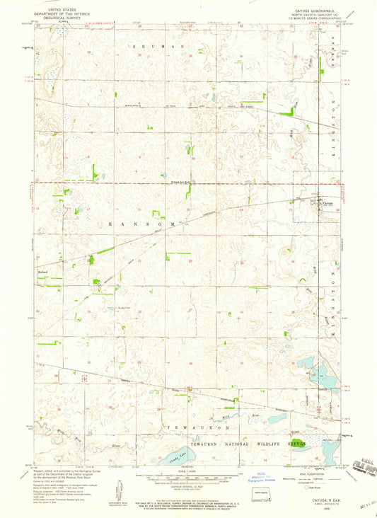 Classic USGS Cayuga North Dakota 7.5'x7.5' Topo Map Image