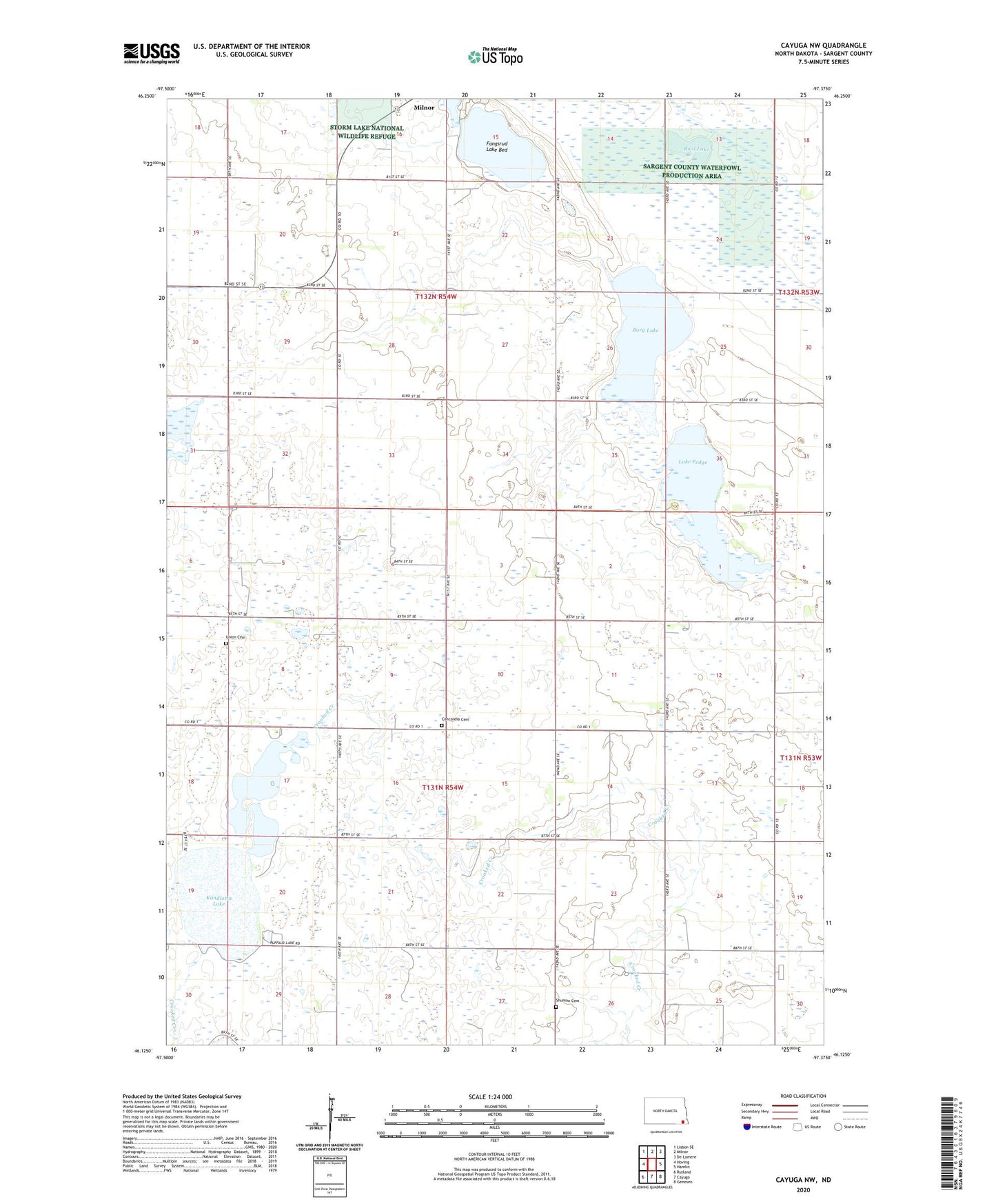 Cayuga NW North Dakota US Topo Map Image