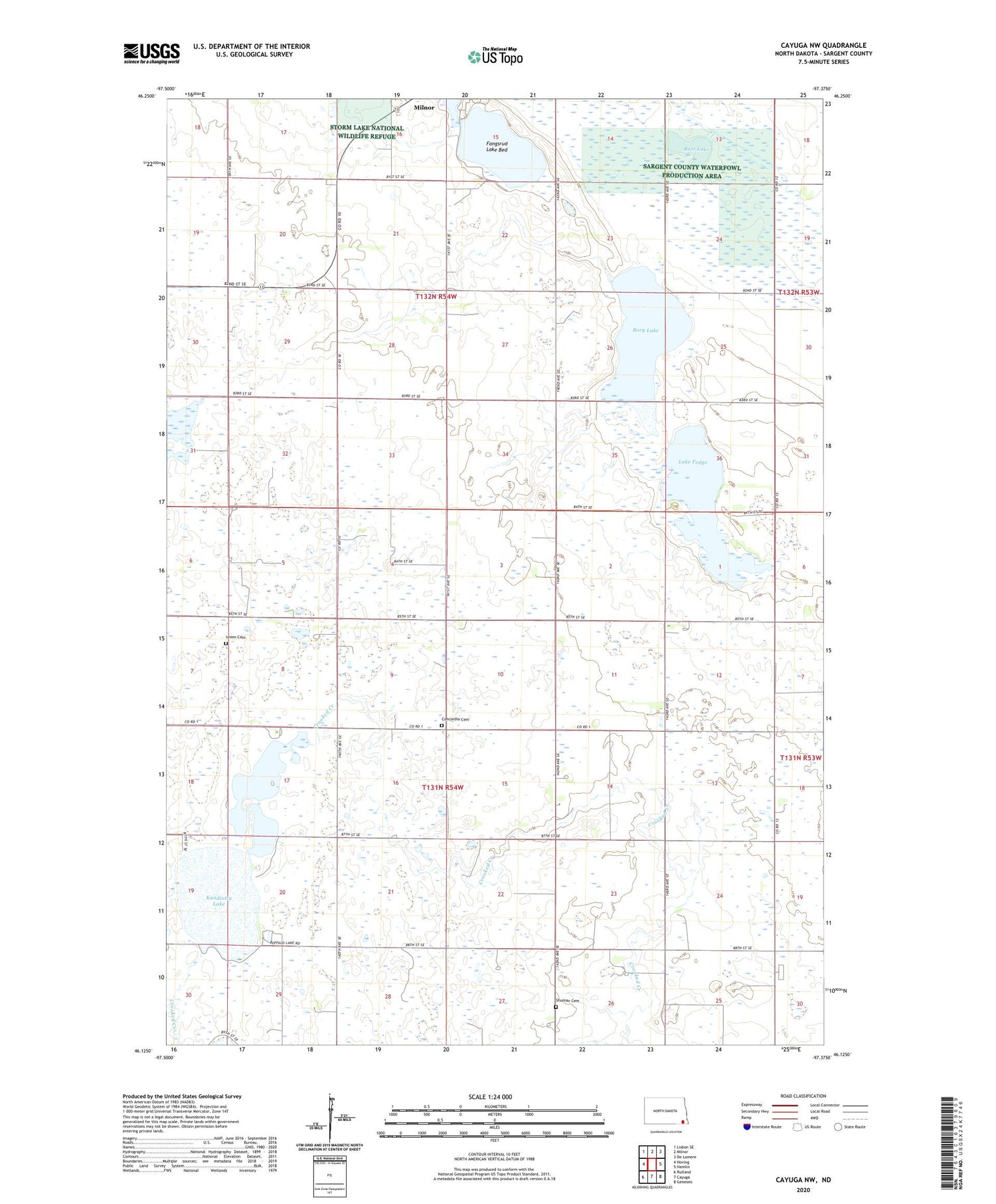 Cayuga NW North Dakota US Topo Map Image