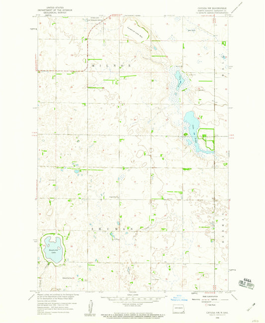 Classic USGS Cayuga NW North Dakota 7.5'x7.5' Topo Map Image