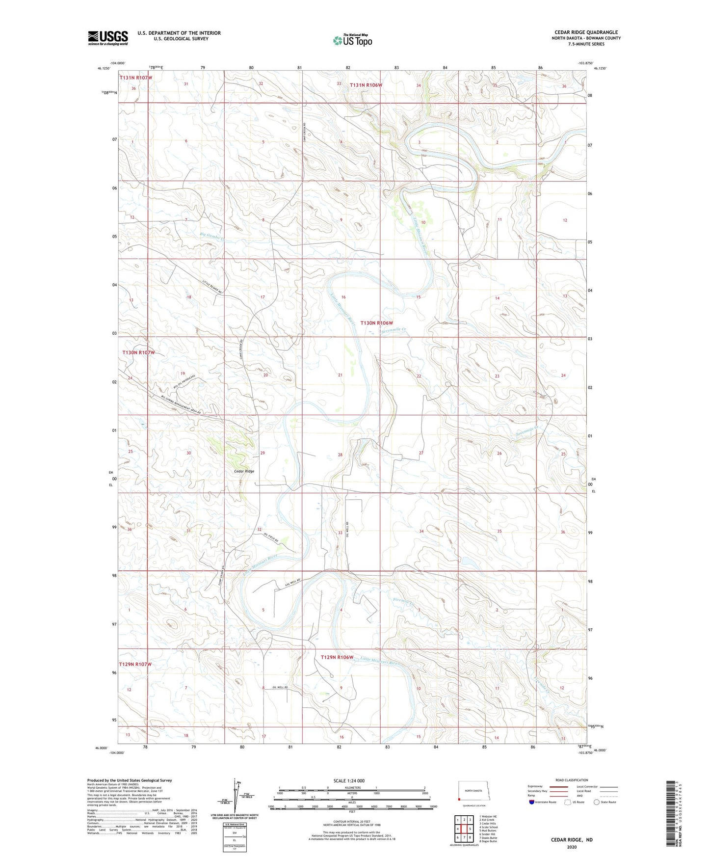 Cedar Ridge North Dakota US Topo Map Image