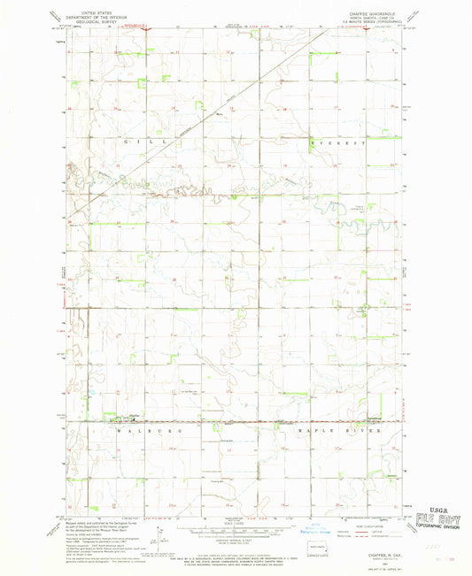 Classic USGS Chaffee North Dakota 7.5'x7.5' Topo Map Image