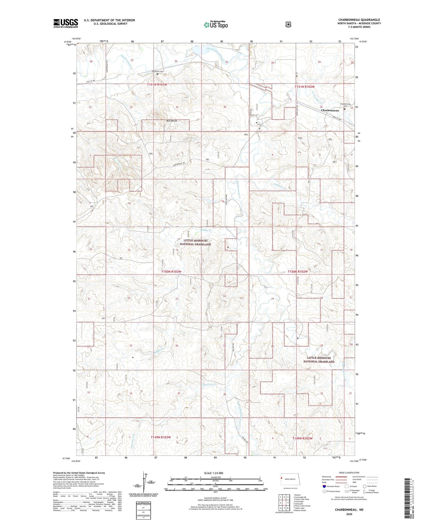 Charbonneau North Dakota US Topo Map Image