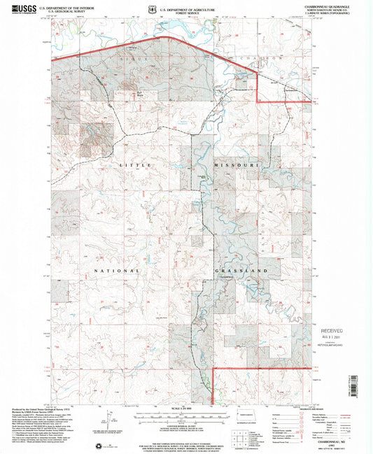 Classic USGS Charbonneau North Dakota 7.5'x7.5' Topo Map Image