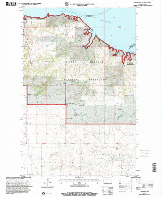 Classic USGS Charlson North Dakota 7.5'x7.5' Topo Map Image