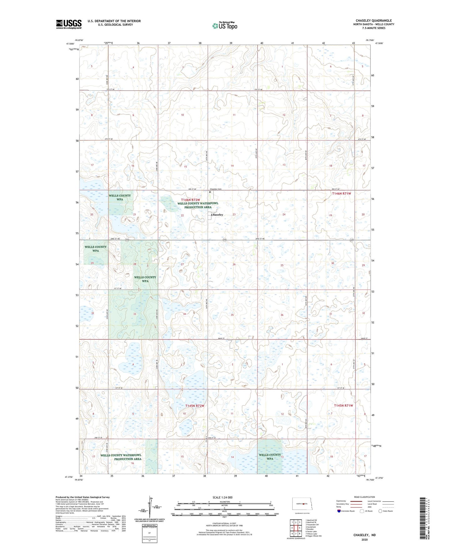 Chaseley North Dakota US Topo Map Image