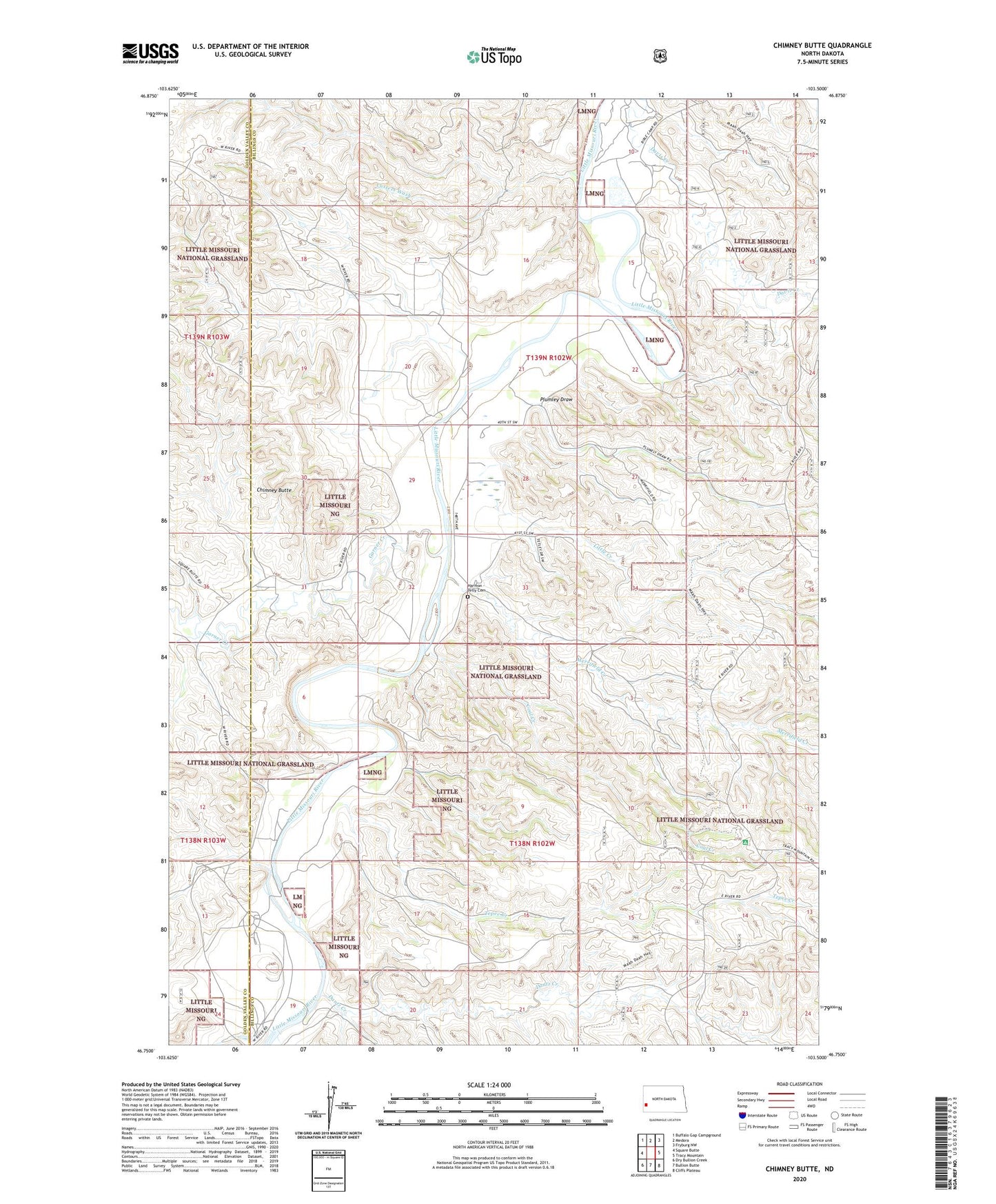 Chimney Butte North Dakota US Topo Map Image