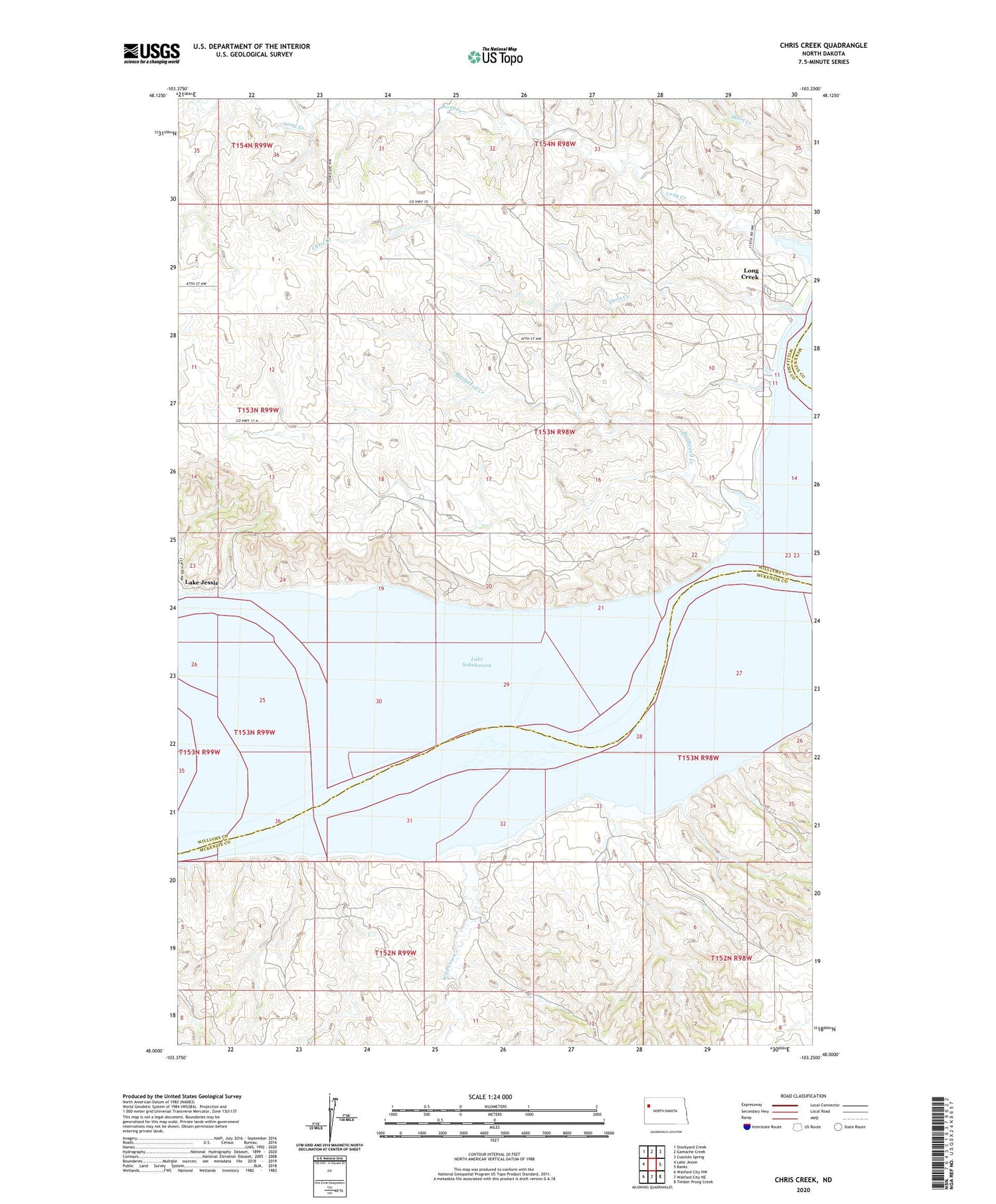 Chris Creek North Dakota US Topo Map Image