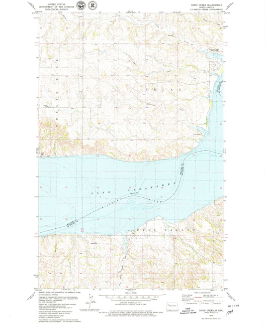 Classic USGS Chris Creek North Dakota 7.5'x7.5' Topo Map Image