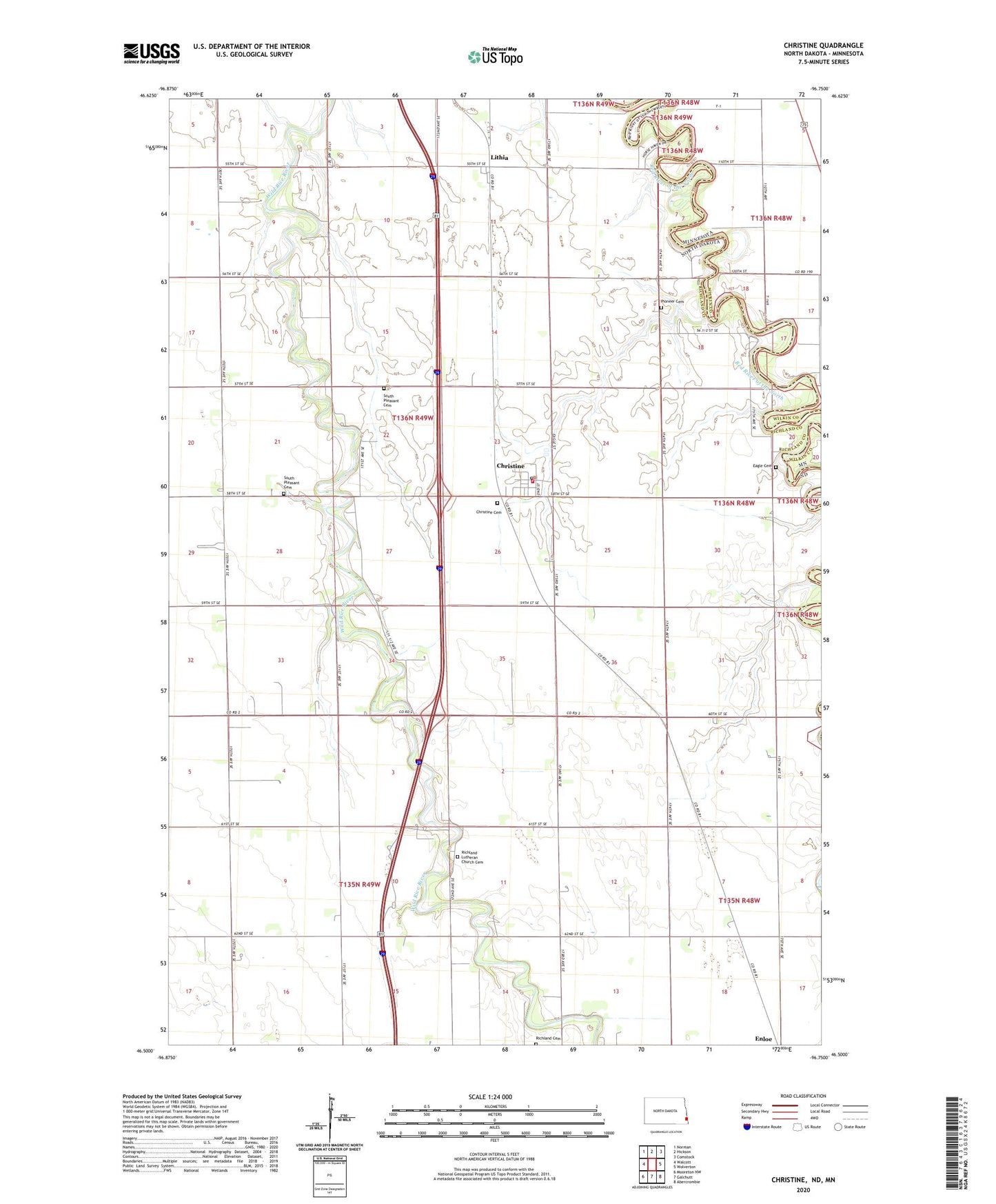 Christine North Dakota US Topo Map Image