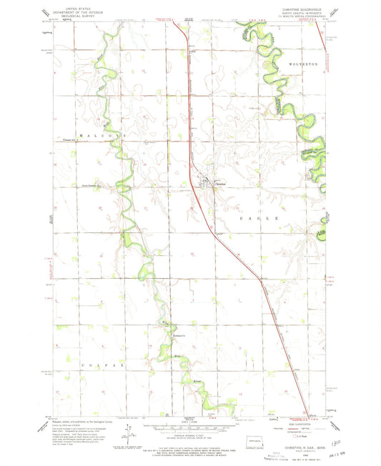 Classic USGS Christine North Dakota 7.5'x7.5' Topo Map Image