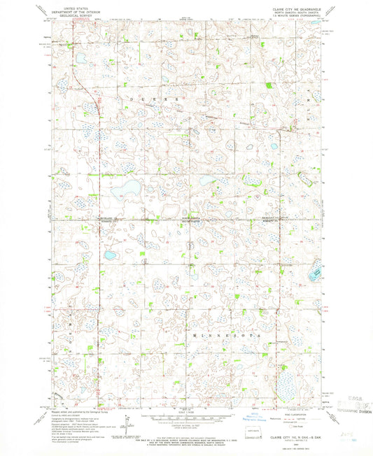 Classic USGS Claire City NE North Dakota 7.5'x7.5' Topo Map Image