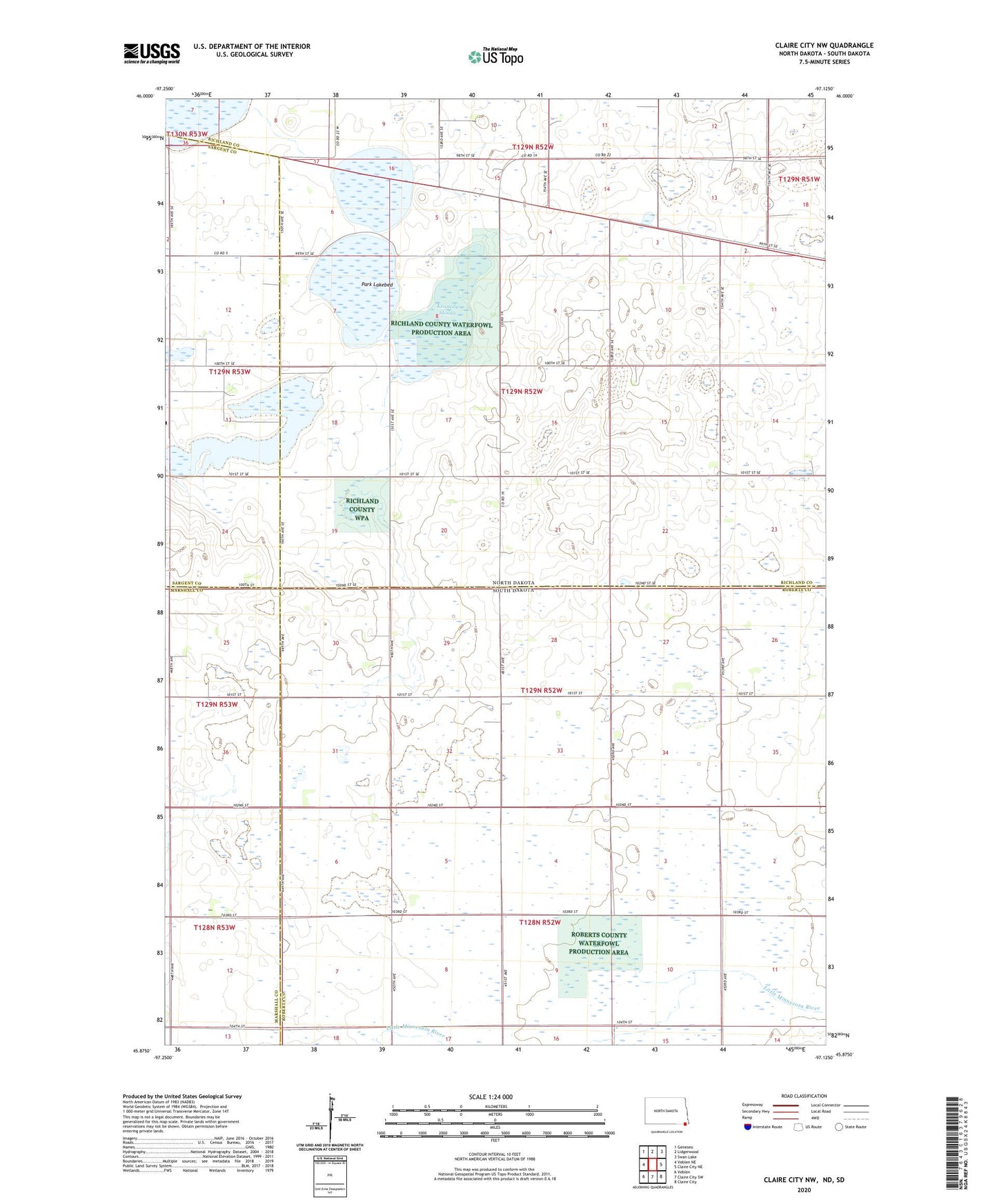 Claire City NW North Dakota US Topo Map Image