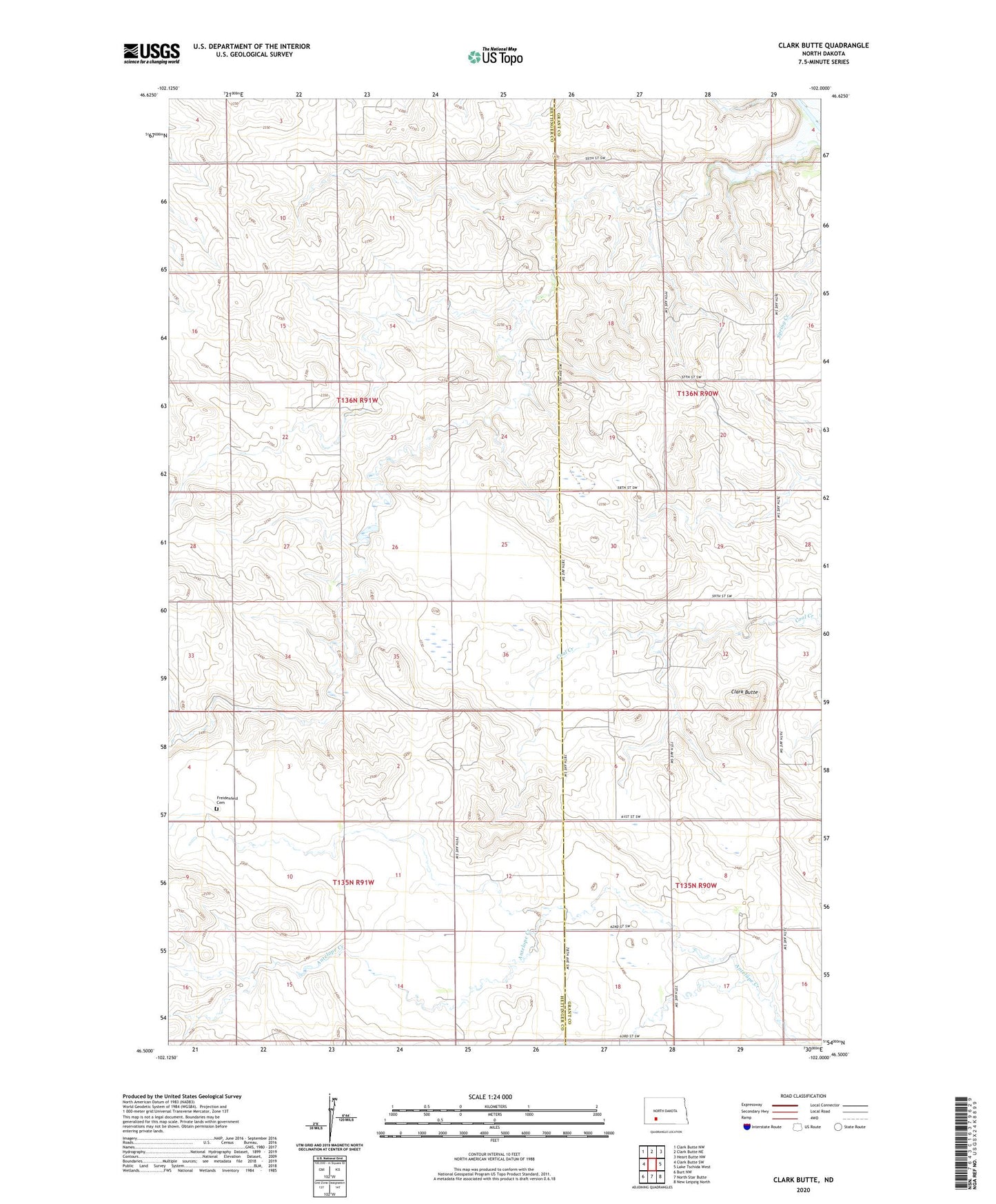 Clark Butte North Dakota US Topo Map Image