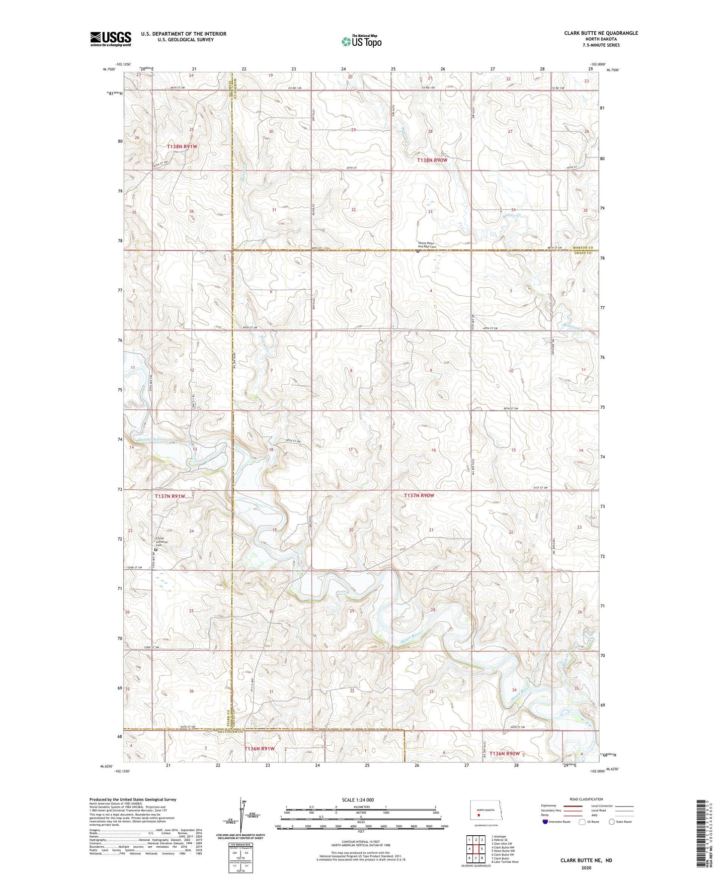Clark Butte NE North Dakota US Topo Map Image