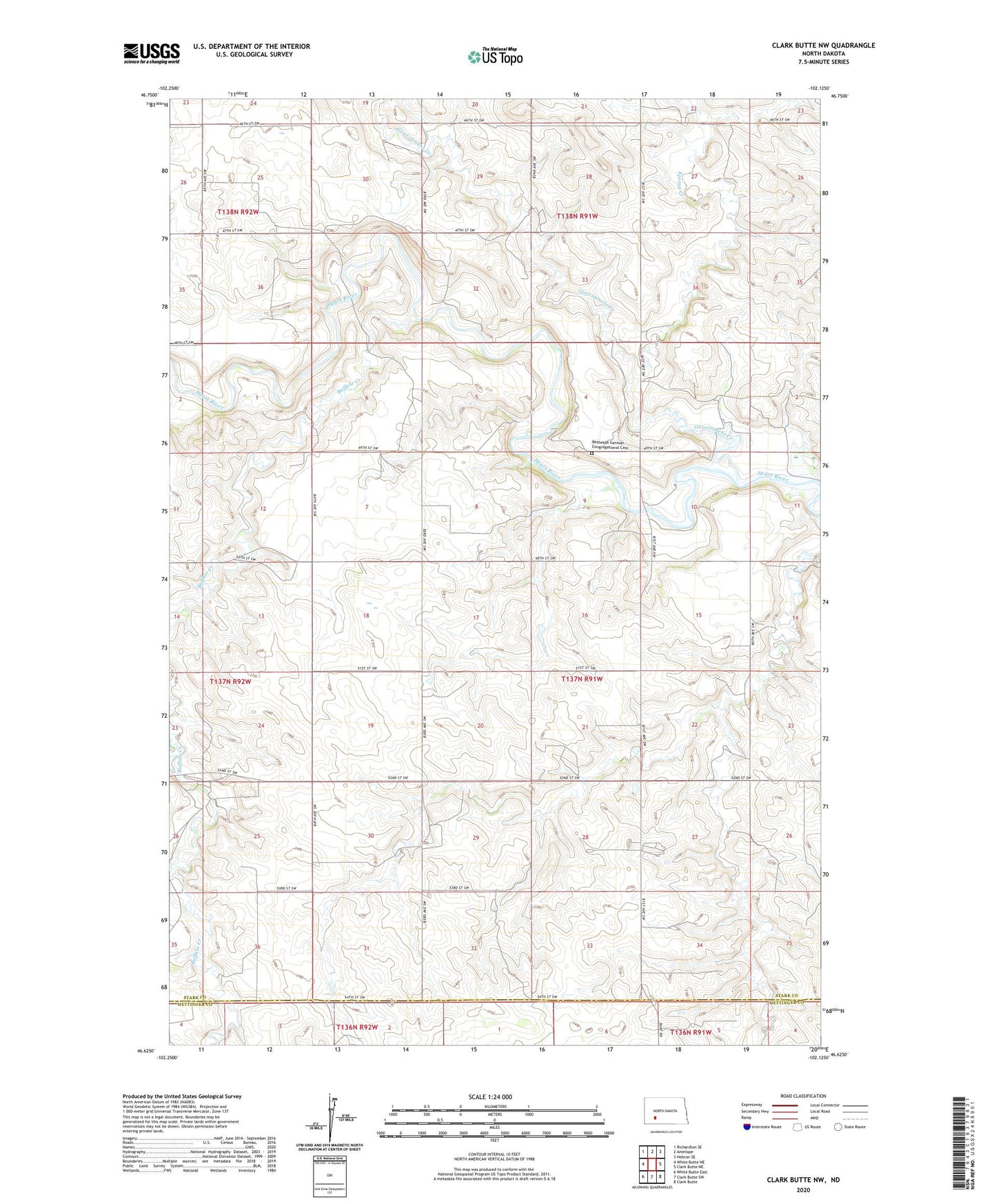 Clark Butte NW North Dakota US Topo Map Image