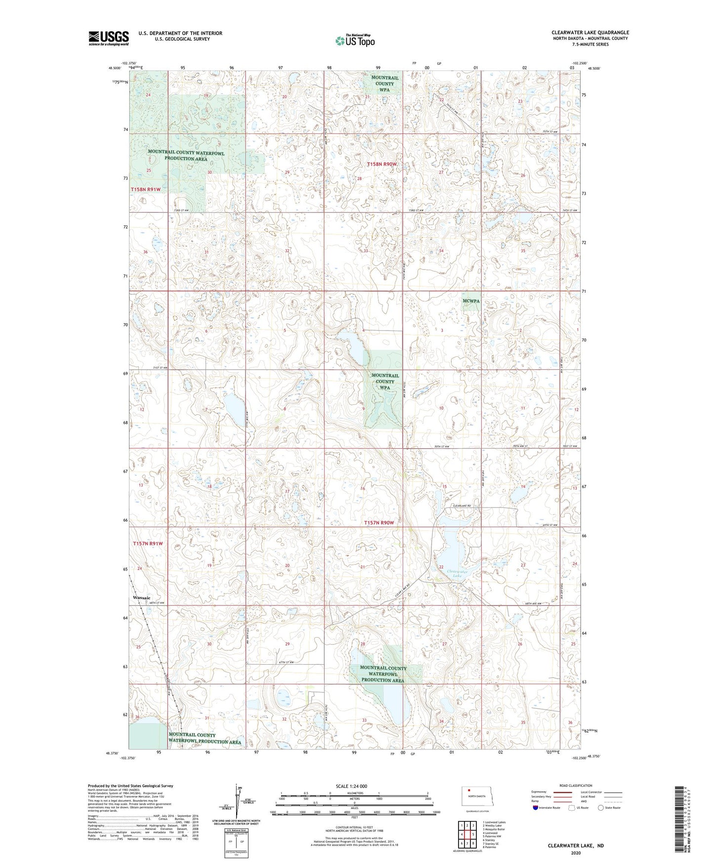 Clearwater Lake North Dakota US Topo Map Image