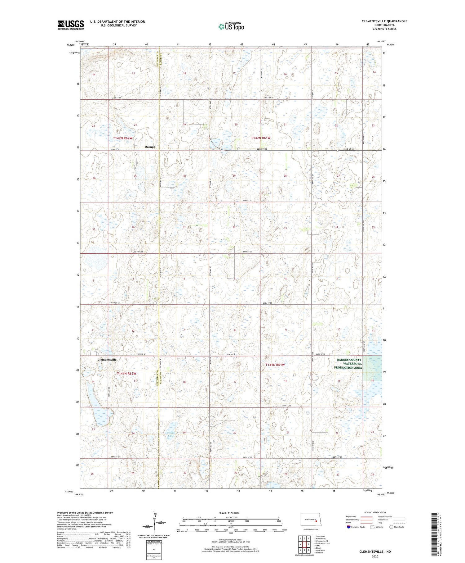 Clementsville North Dakota US Topo Map Image