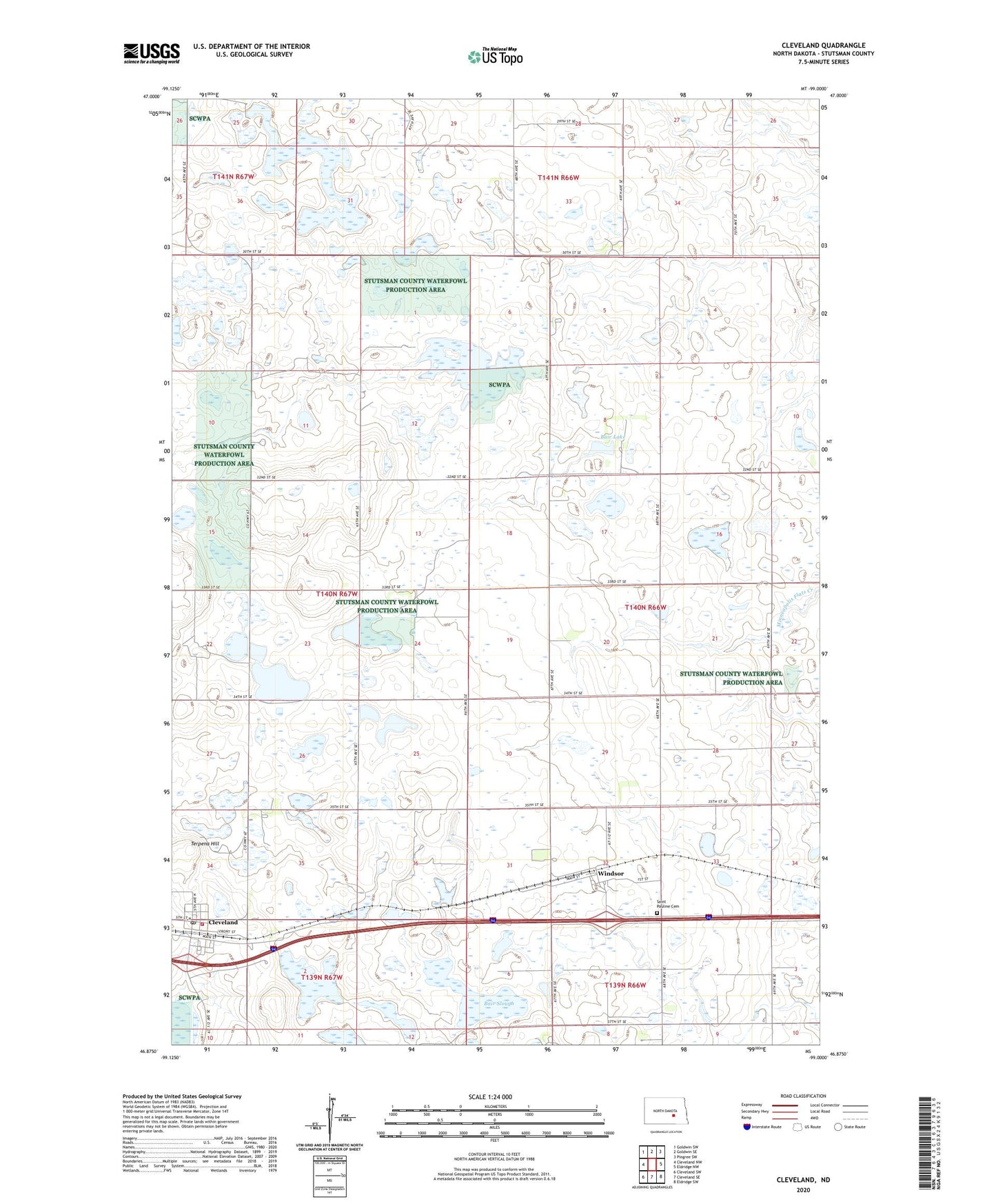 Cleveland North Dakota US Topo Map Image