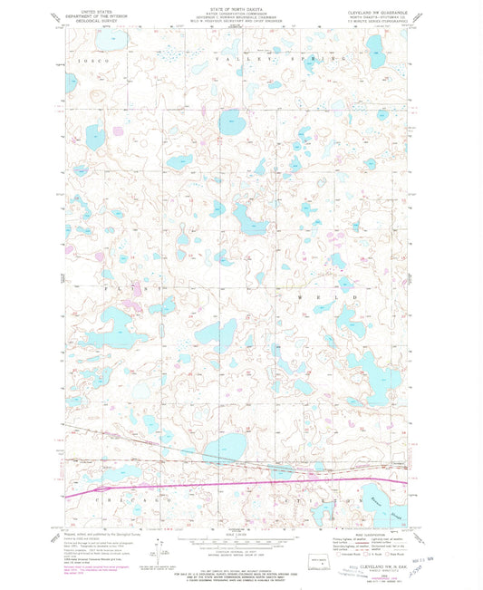 Classic USGS Cleveland NW North Dakota 7.5'x7.5' Topo Map Image