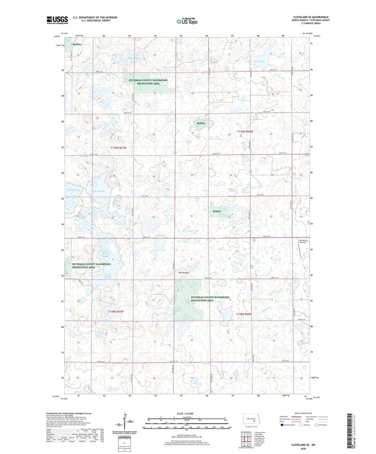 Cleveland SE North Dakota US Topo Map Image