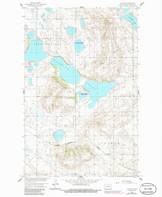 Classic USGS Clifton North Dakota 7.5'x7.5' Topo Map Image