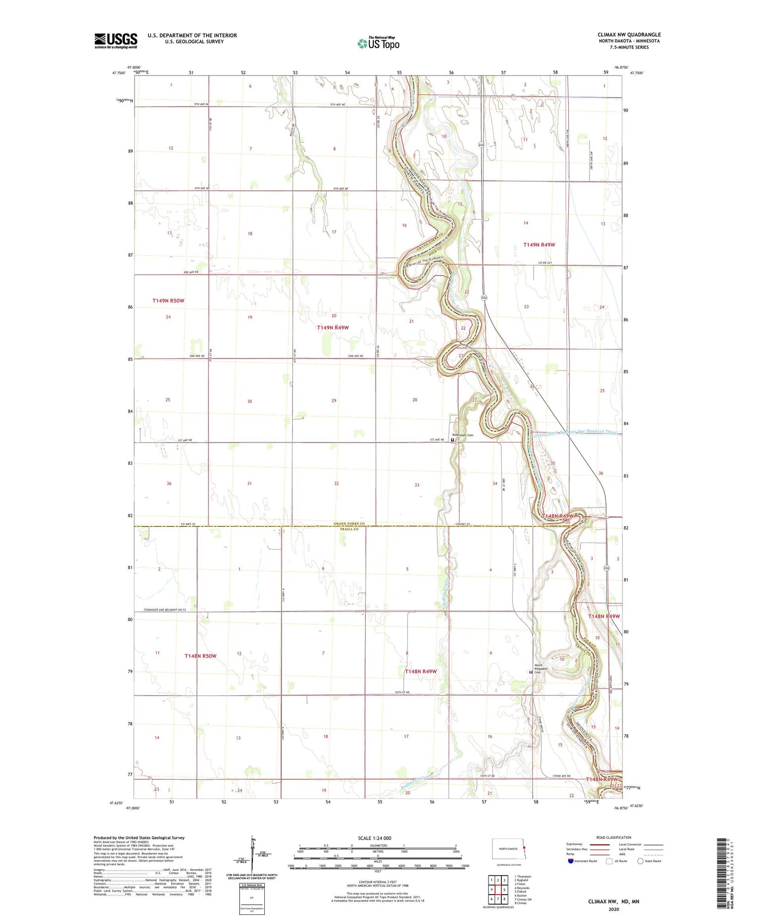 Climax NW North Dakota US Topo Map Image