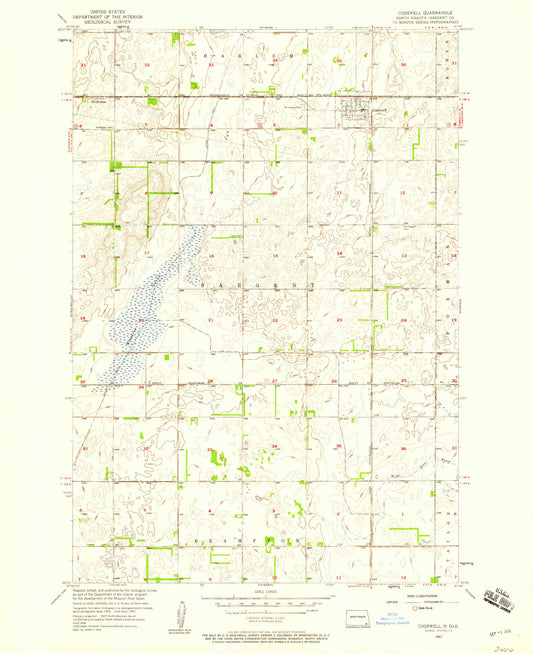 Classic USGS Cogswell North Dakota 7.5'x7.5' Topo Map Image