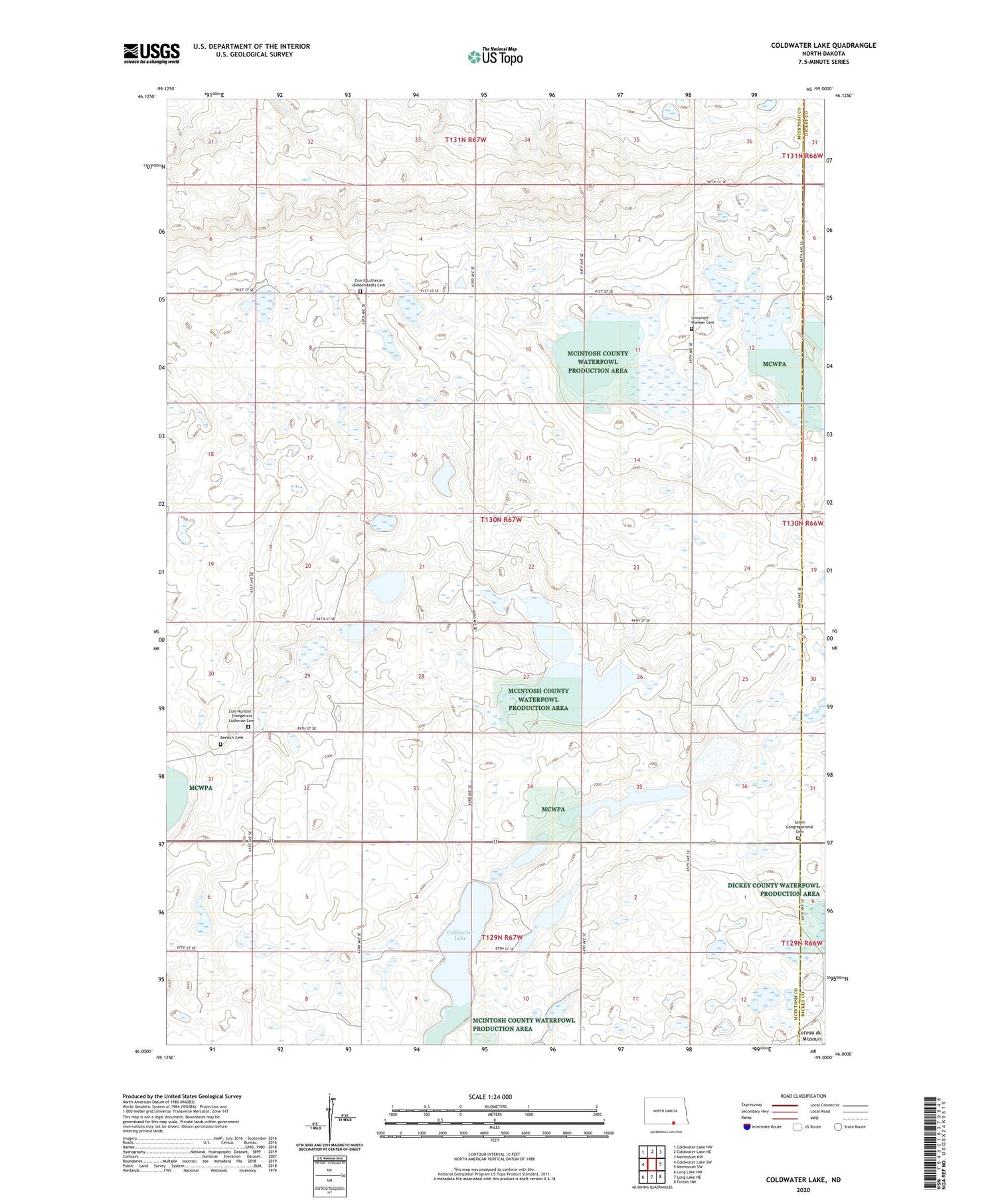 Coldwater Lake North Dakota US Topo Map Image