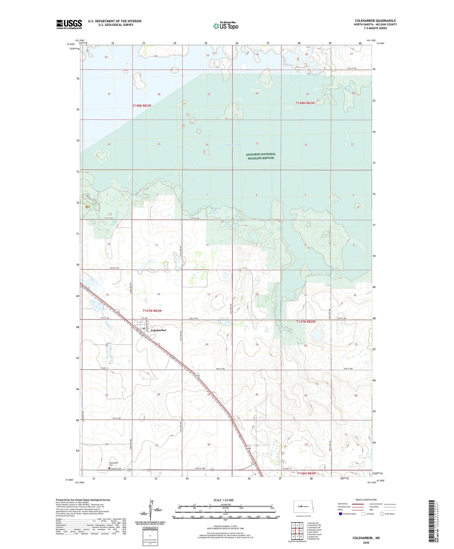 Coleharbor North Dakota US Topo Map Image