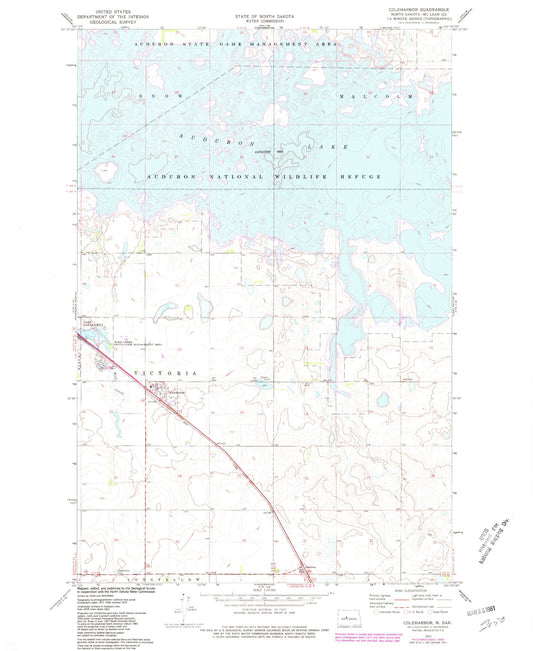 Classic USGS Coleharbor North Dakota 7.5'x7.5' Topo Map Image