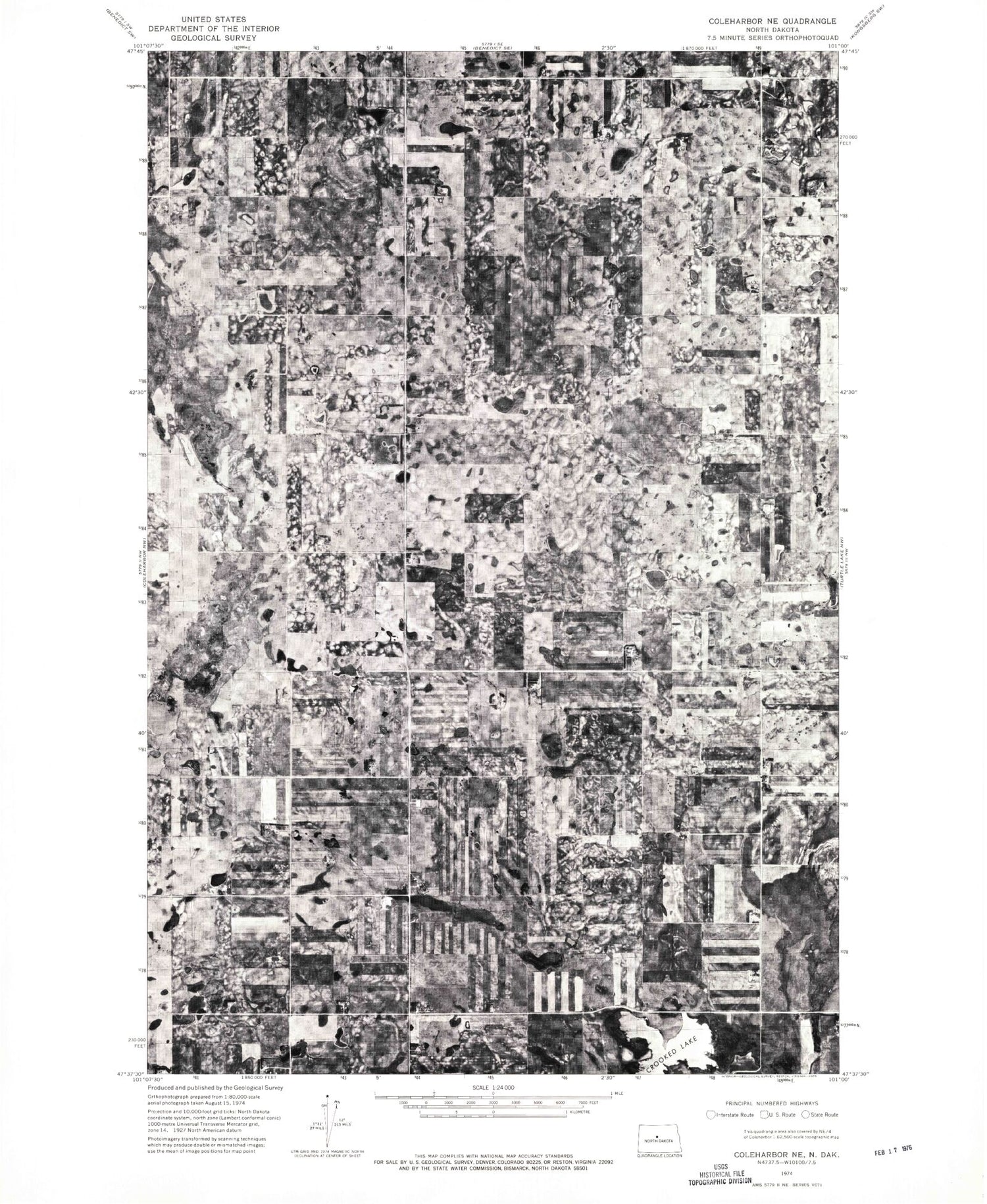 Classic USGS Coleharbor NE North Dakota 7.5'x7.5' Topo Map Image