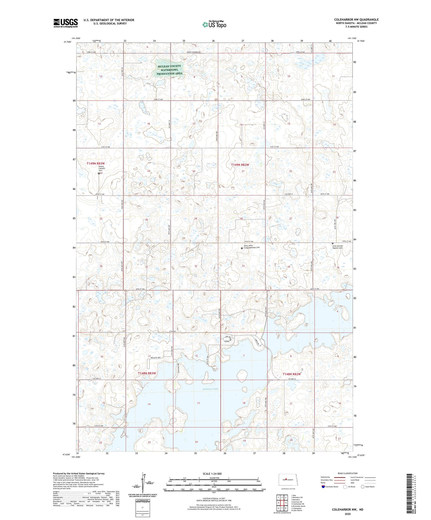 Coleharbor NW North Dakota US Topo Map Image