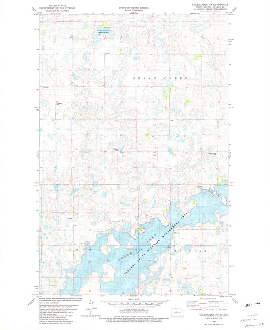 Classic USGS Coleharbor NW North Dakota 7.5'x7.5' Topo Map Image
