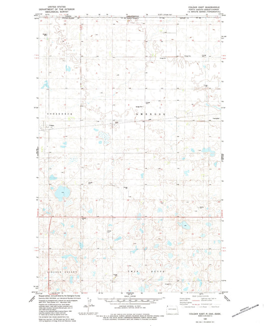 Classic USGS Colgan East North Dakota 7.5'x7.5' Topo Map Image